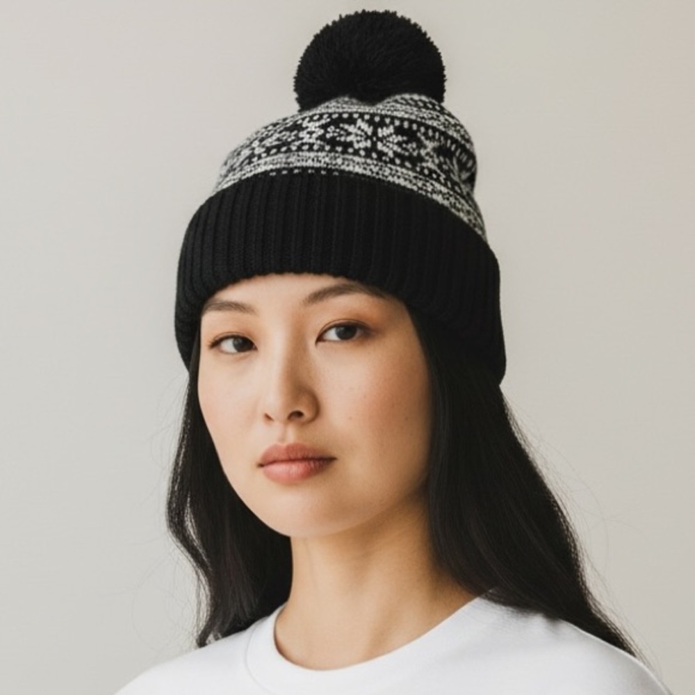 Fair Isle Knit Pom-Pom Beanie - Picture 2 of 6